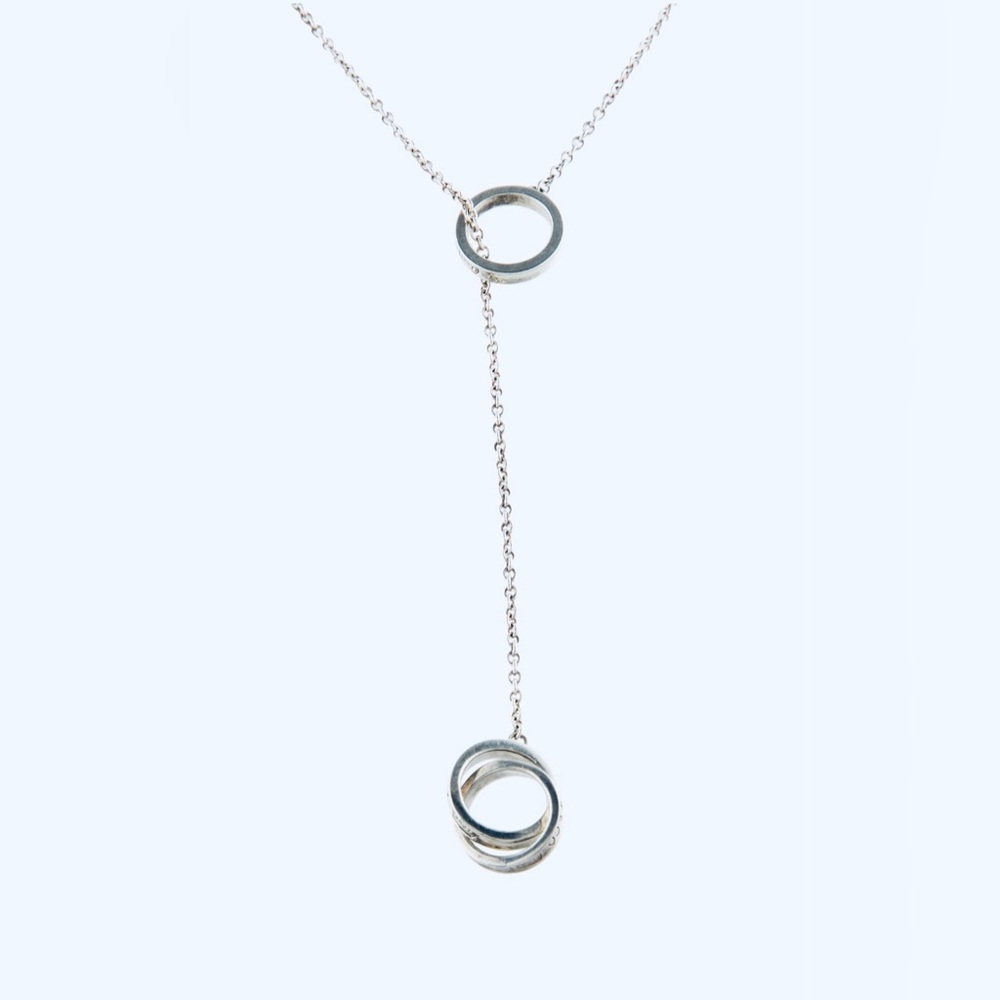 Vintage Tiffany & Co. 1837 Interlocking Circles Lariat Necklace Sterling Silver - Picture 8 of 8